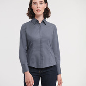 Women's long sleeve polycotton easycare fitted poplin shirt