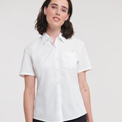 Women's short sleeve pure cotton easycare poplin shirt