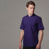 Mandarin collar fitted shirt short sleeve