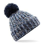 Twist-knit pom pom beanie