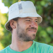 Deluxe washed cotton bucket hat with side mesh panels