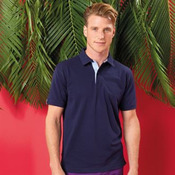 Cotton polo with Oxford fabric insert