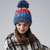 Corkscrew pom pom beanie