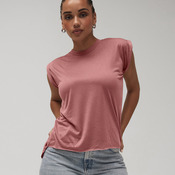 Women's flowy muscle tee with rolled cuff